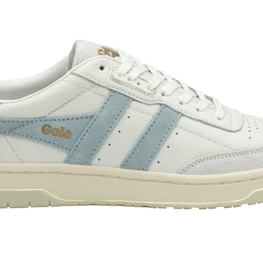 Gola White and Light Blue Low Top Sneakers - Picture 1 of 12